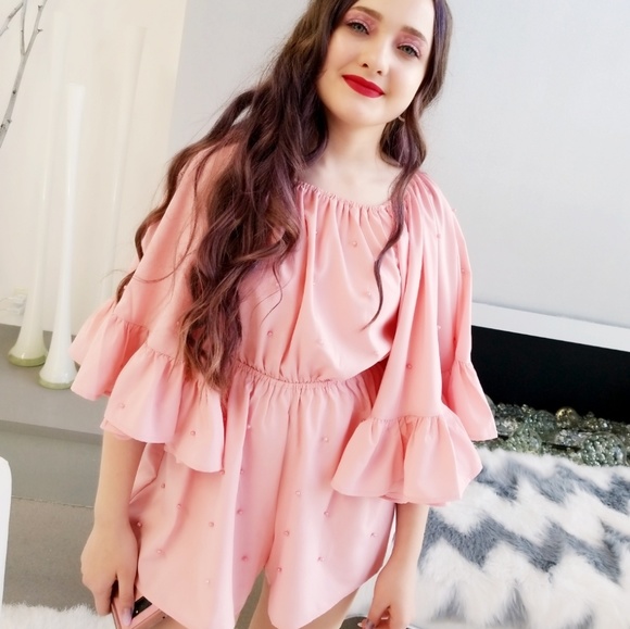 MODA ME COUTURE Pants - Flutter Pearl Romper Pink